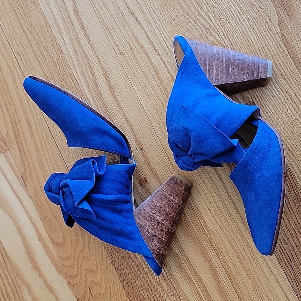Ulla Johnson Royal Blue Heels with Bow Accent - Picture 14 of 16